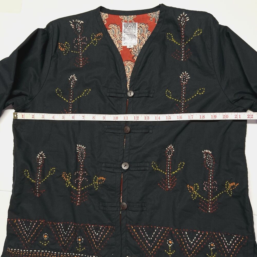 Market Place Cotton V-neck Embroidered Jacket Ethnic Boho Art to Wear Medium - Picture 14 of 16